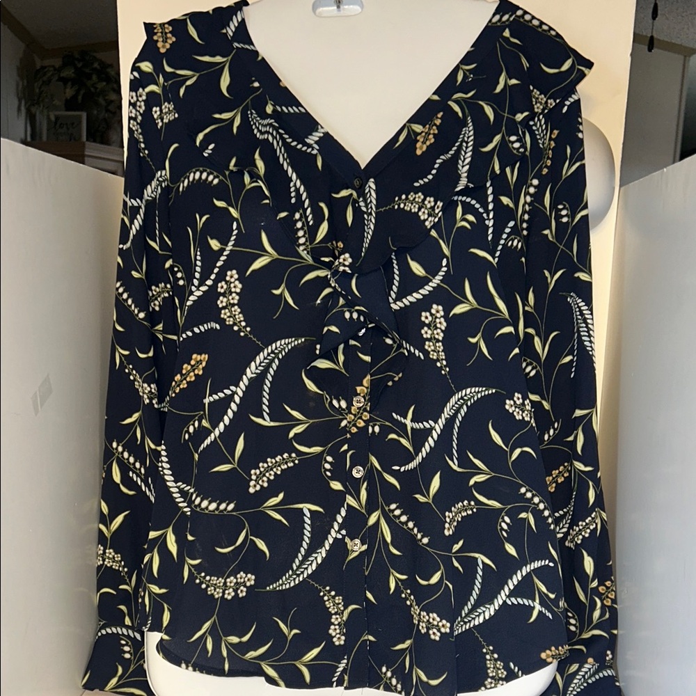 Ann Taylor NWT size S blue long sleeve button down flowy material